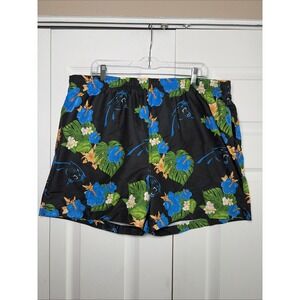 NFL Team Apparel Carolina Panthers Floral Swim Trunks Mens Size 2XL Black Floral